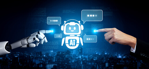 AI Virtual Assistant Artificial Intelligence Chatbot Controlled by Prompt Engineering for Explainable Generative AI information and LLM Deep Learning Technology for Smart Business Work Support. Vouch