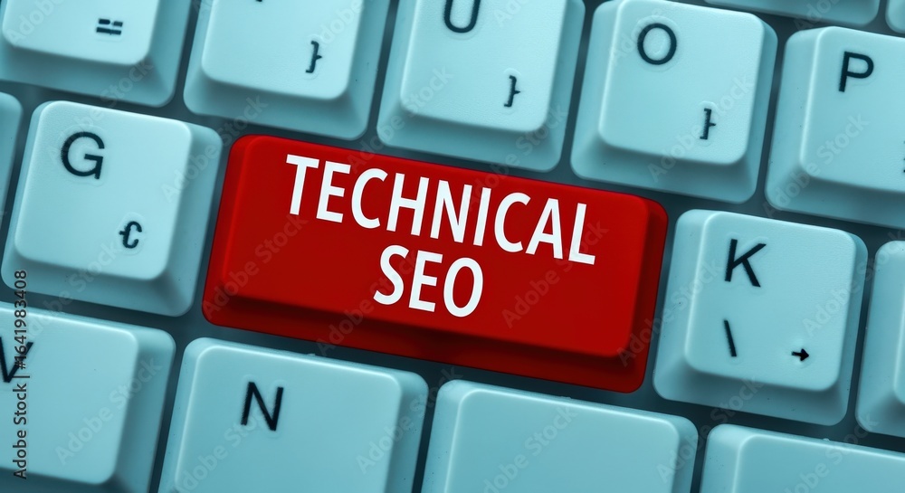 Poster technical seo keyboard button, optimization strategies for website ranking, search engine optimizati