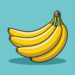 Vector illustration of a fresh, yellow bunch of bananas isolated on a white background for a healthy fruit snack
