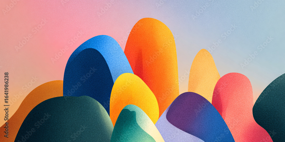 Aufkleber background with abstract geometric shapes in different colors. pastel and saturated colors in gradie