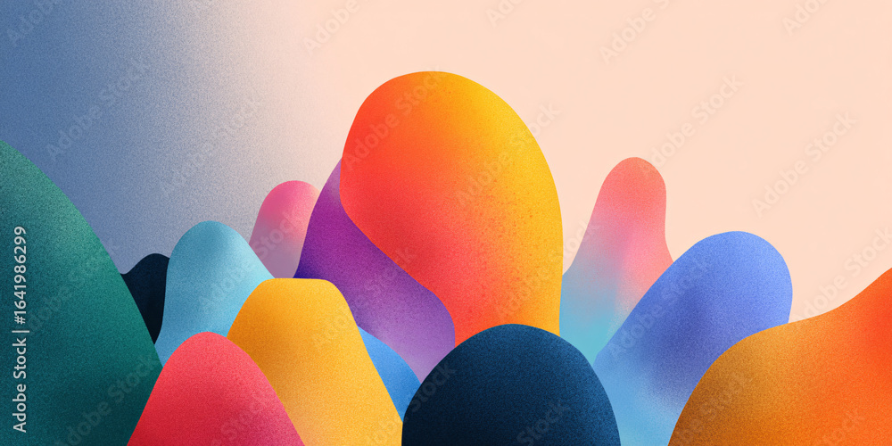 Aufkleber background with abstract geometric shapes in different colors. pastel and saturated colors in gradie