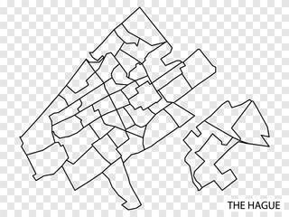 High Quality map of The Hague  is a city  Netherlands, with borders of districts. Map of The Hague  for your web site design, app, UI. EPS10.