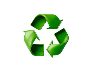 Fototapeta premium Green Recycle Symbol with Crisp Edges and Smooth Gradients, Symmetrical Eye-Level View on Transparent Background 