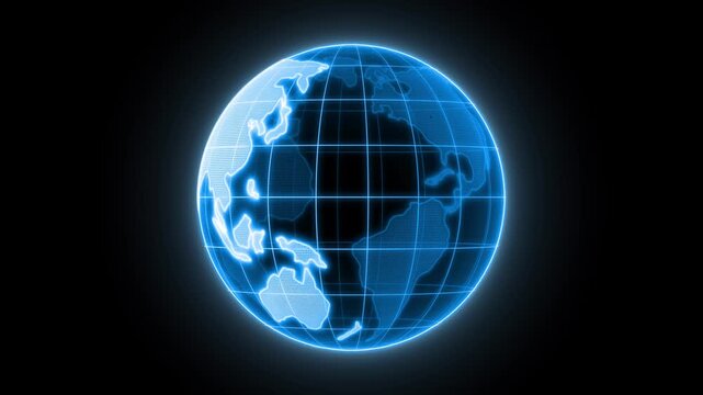 Glowing Neon Wireframe 3d Globe Earth Map Animation