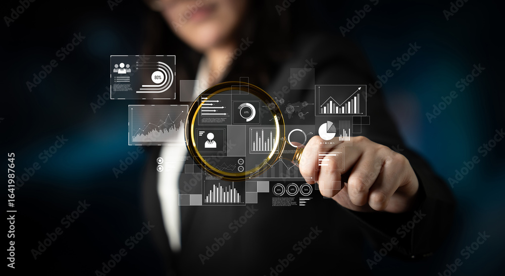 Poster data insights, charts, and analytics help visualize performance. data drives strategy, analytics enh