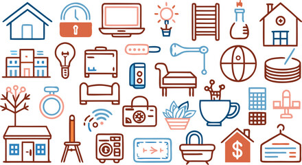 Home and Lifestyle Icons Collection house building