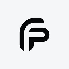 letter Fp or Pf minimal unique simple creative negative space logo
