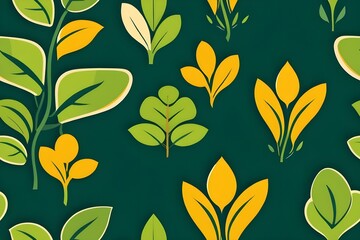 seamless pattern with green leaves