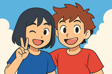 Two friends embracing embody the spirit of unity, joy, and authentic connection, exuding a profound sense of togetherness and friendship