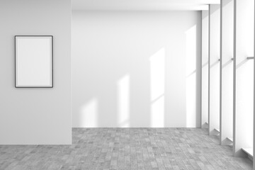 Modern empty room with minimal space. 3D rendering