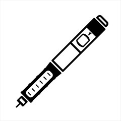 Insulin injection pen icon. Black flat sign for mobile concept and web design. Diabetic syringe outline icon. Symbol, logo illustration. Vector graphics isolated on white	