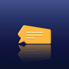 Chat bubble icon, orange chat bubble with light blue and dark blue gradient background, suitable for applications, messages, businesses, websites, etc.