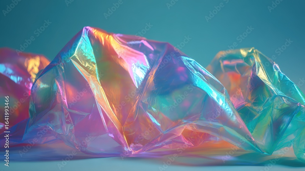 Poster iridescent abstract background with colorful light refraction, modern holographic aesthetic, playful