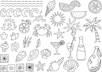Coastal Elements Hand-Drawn Doodle – Summer Mediterranean Decorative Design Collection