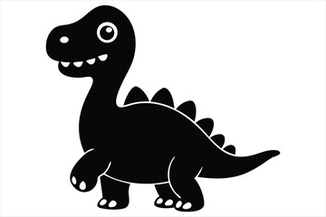 Obraz premium Cartoon illustration of a funny green dinosaur, a cute baby reptile character with a friendly expression