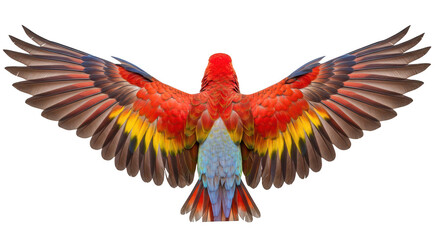Obraz premium Scarlet macaw with open wings isolated on transparent background