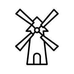 Traditional windmill silhouette with four blades 