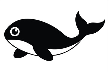 Obraz premium Cute cartoon killer whale orca swimming in the ocean with a friendly expression silhouette