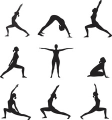Obraz premium yoga exercise silhouette collection