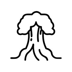 Simple line art illustration of a tree with roots  