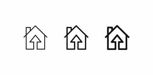 home with upward arrow icon sign vector