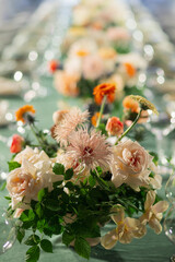 Luxury event decor with roses and chrysanthemums