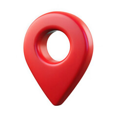 Red 3D Glossy Map Pin Icon Representing Location or Navigation graphic design isolated on a transparent background