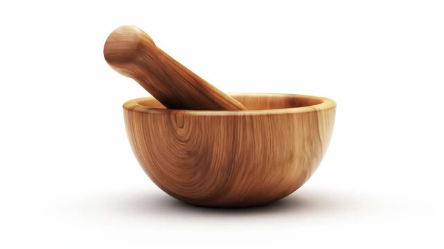 Mortar and pestle on a white background, kitchen utensil