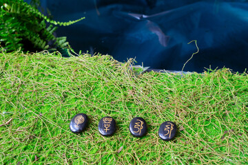 Reiki rune stones. Witchcraft, herbal medicine and healing, Magic healing Rock for Reiki Crystal...