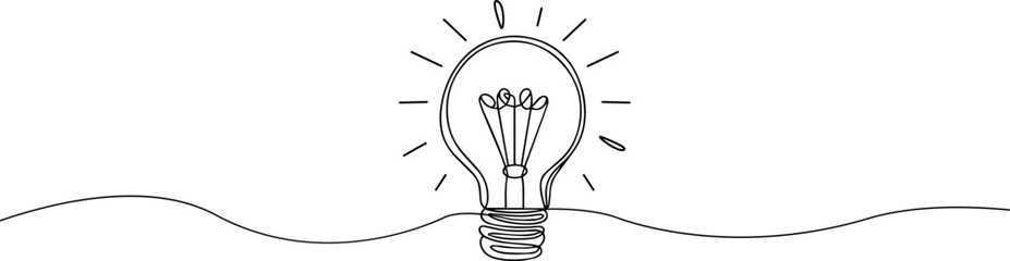 Light bulb one continuous line drawing. Electric lamp one line . Idea consept .