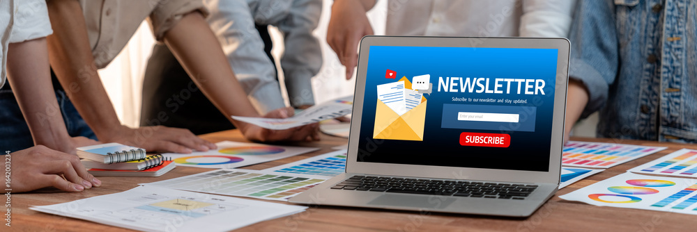 Poster newsletter signup page on computer for customer to subscribe brisk newsletter update information to 