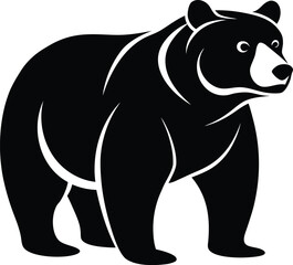 Minimalist bear silhouette in black and white