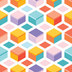 Colorful Isometric 3D Cube Pattern