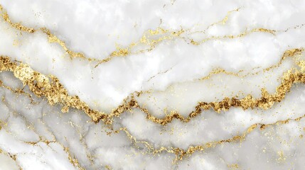 Elegant white marble texture with golden glitter veins and luxury stone pattern for decorative interior design