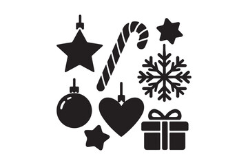 Collection of festive christmas ornaments and decorations