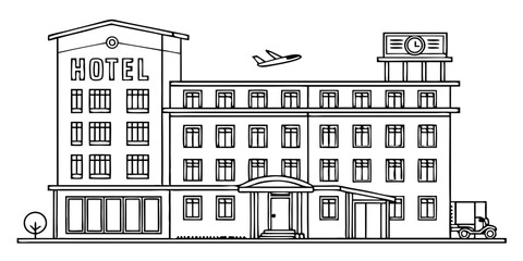 vector illustration of a hotel building