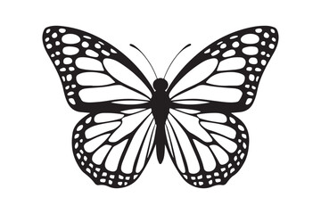 Monarch butterfly outline black and white