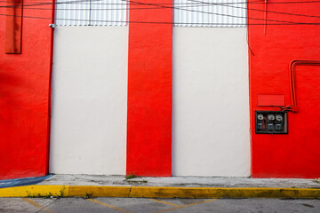  Bold Red and White Wall Facade