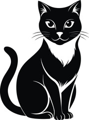 Minimalist cat silhouette in black and white