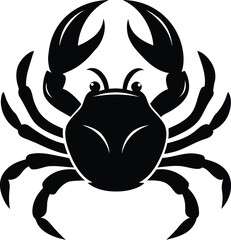 Minimalist crab silhouette in black and white