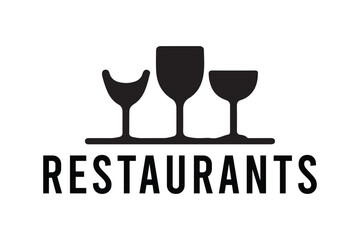 Restaurant icon featuring three silhouette wine glasses