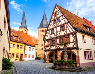 Quaint European town square