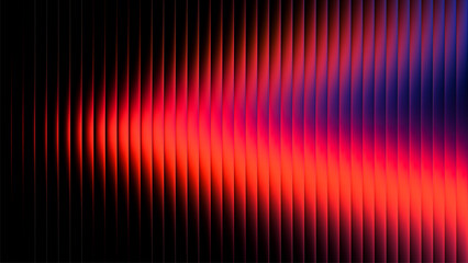 Fototapeta na wymiar Futuristic vibrant vertical ribbed lines that distorts vivid red blue diagonal gradient. Vivid and colorful visual perfect for modern design, technology backgrounds, or creative advertising projects