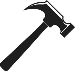 Minimalist silhouette of a hammer on a white background