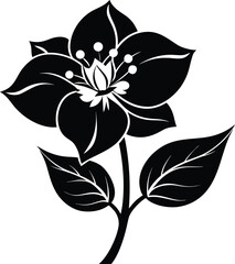 Minimalist hellebore flower silhouette in black and white