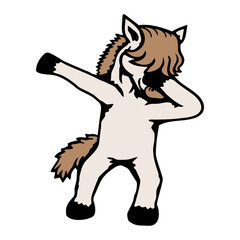 Horse Dabbing Dab Dance Pose Long Bob Cut Hair Party Music Dance Gesture