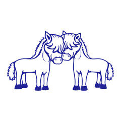 2 Horse Woman Man Love Couple Romantic Valentine's Day Bob Cut Long Hair