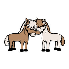 2 Horse Woman Man Love Couple Romantic Valentine's Day Bob Cut Long Hair