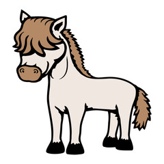 Horse Cute Long Bob Cut Hair Happy Smile Drawing