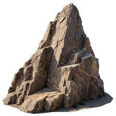 Isolated Rugged Brown Rock Formation; Dramatic, Textured,  Natural Stone Clipping Path.